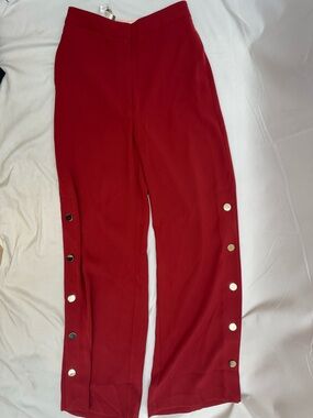 MNG Red Wide-Leg Snap-Detail Pants S NWTS